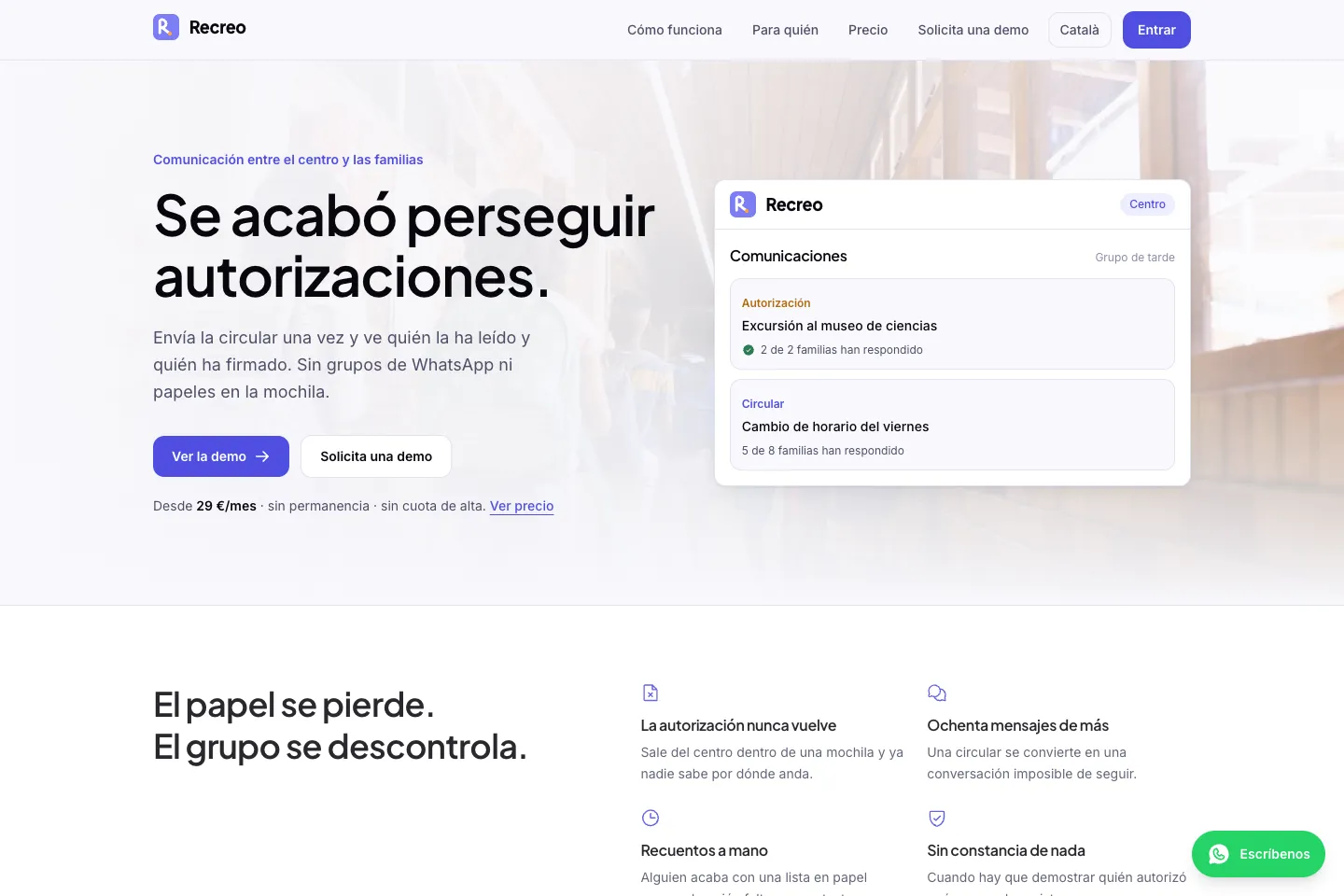 Portada de la web de Recreo, desarrollada por Creaar